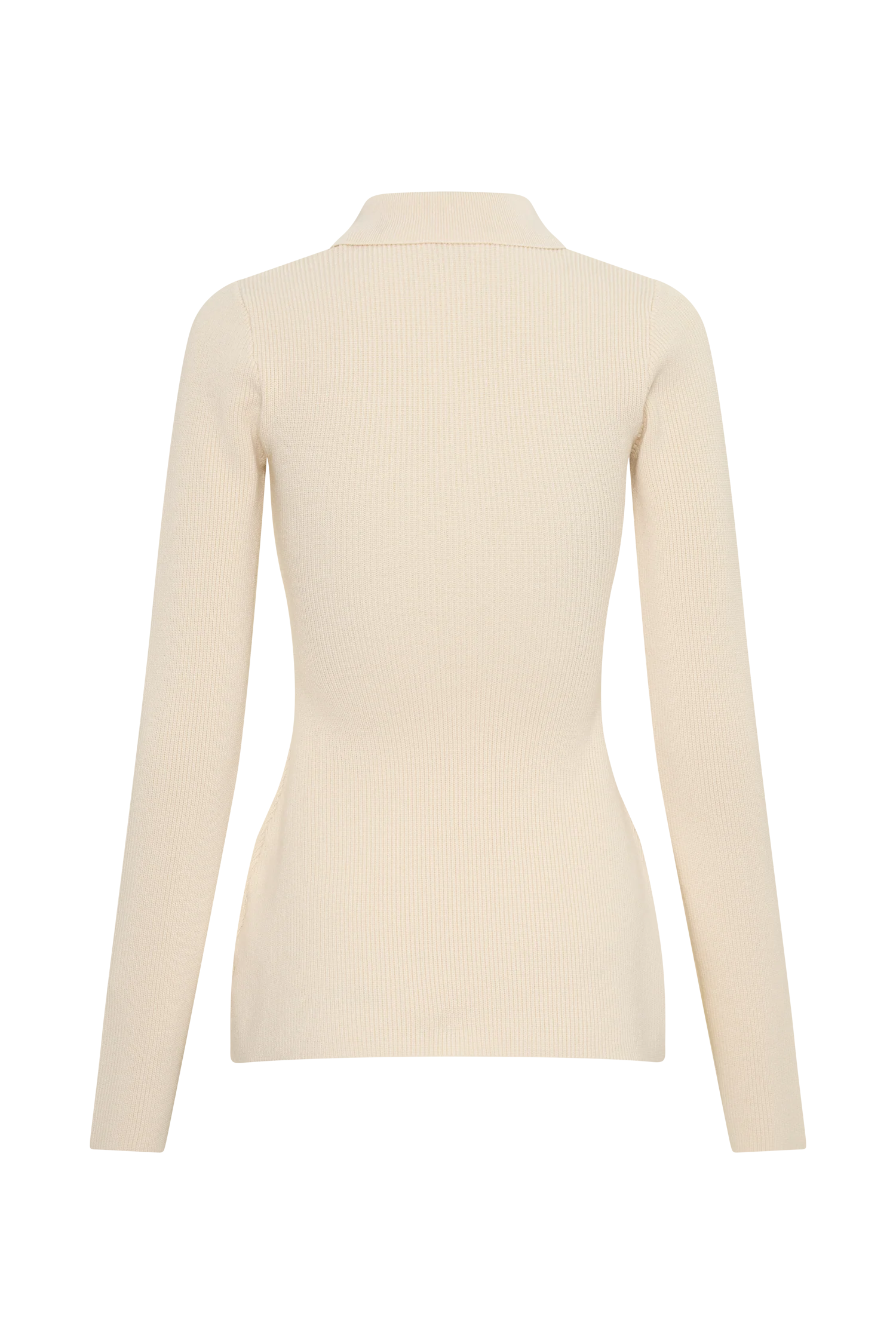 Suzie Ribbed Long Sleeve Longline Top - Ivory - Image 10
