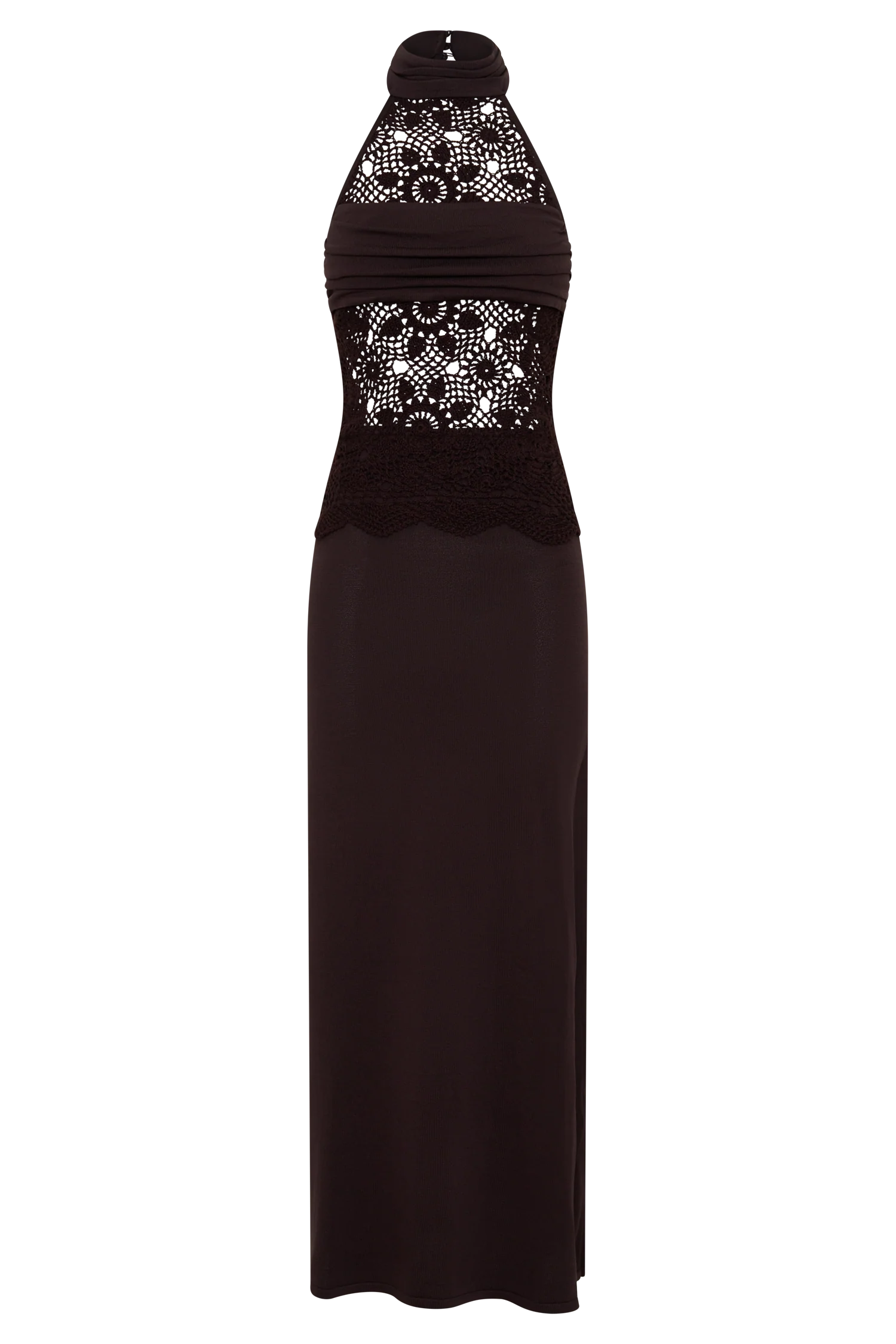 Tessie Knit & Crochet Maxi Dress - Dark Chocolate - Image 8