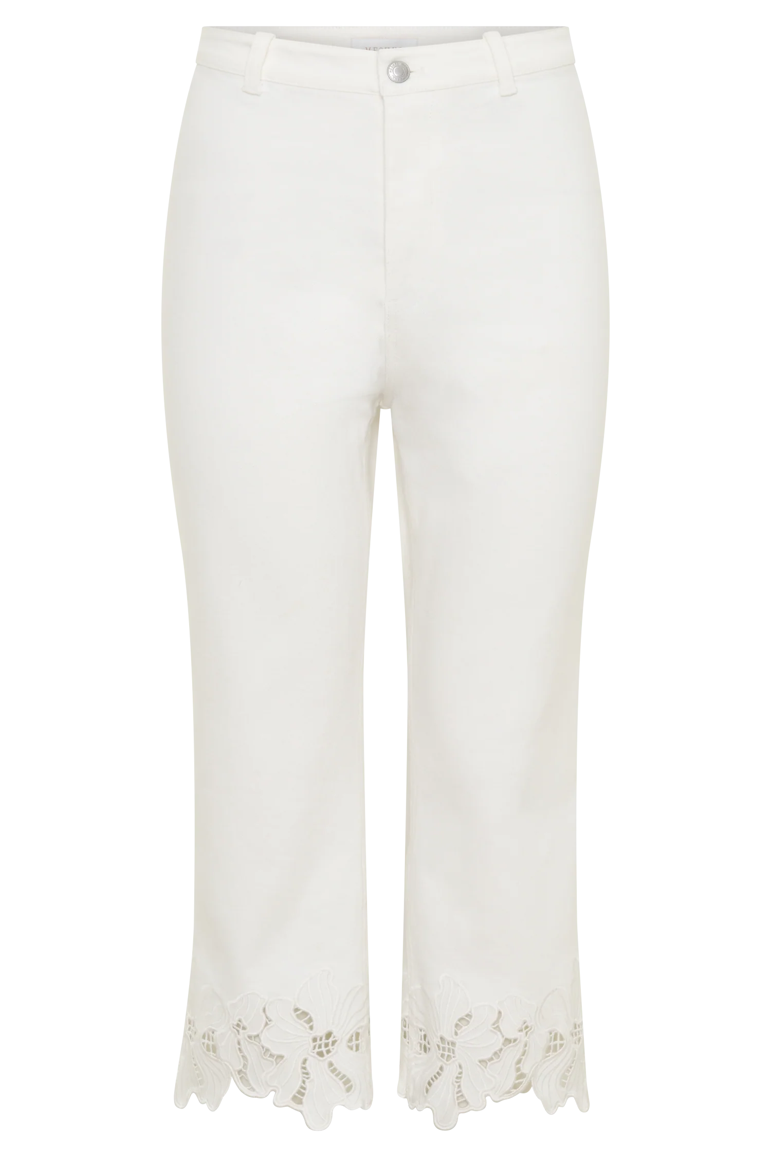 Tillie Flower Embroidery Denim Capris - White - Image 11