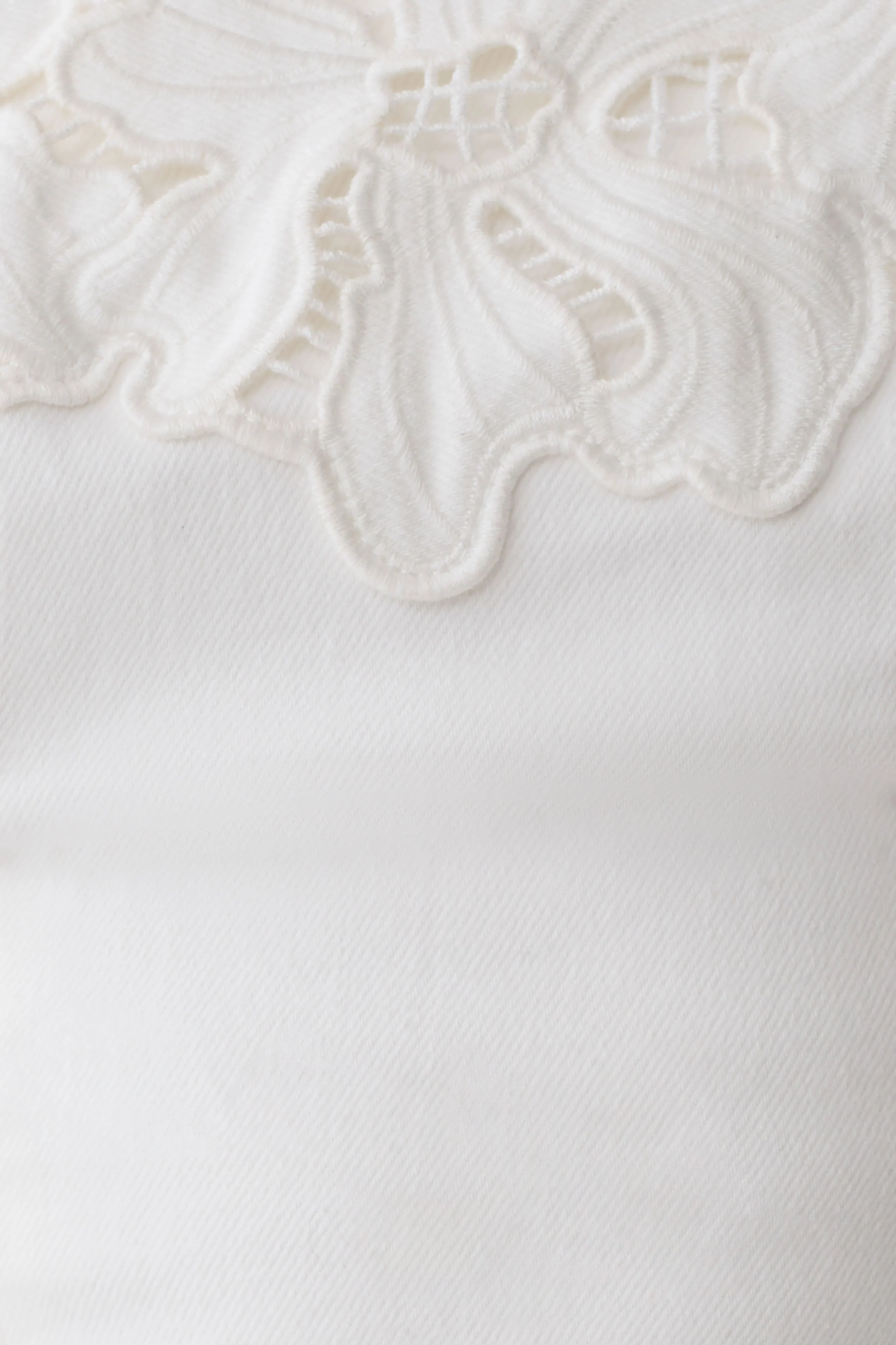 Tillie Flower Embroidery Strapless Denim Top - White - Image 6