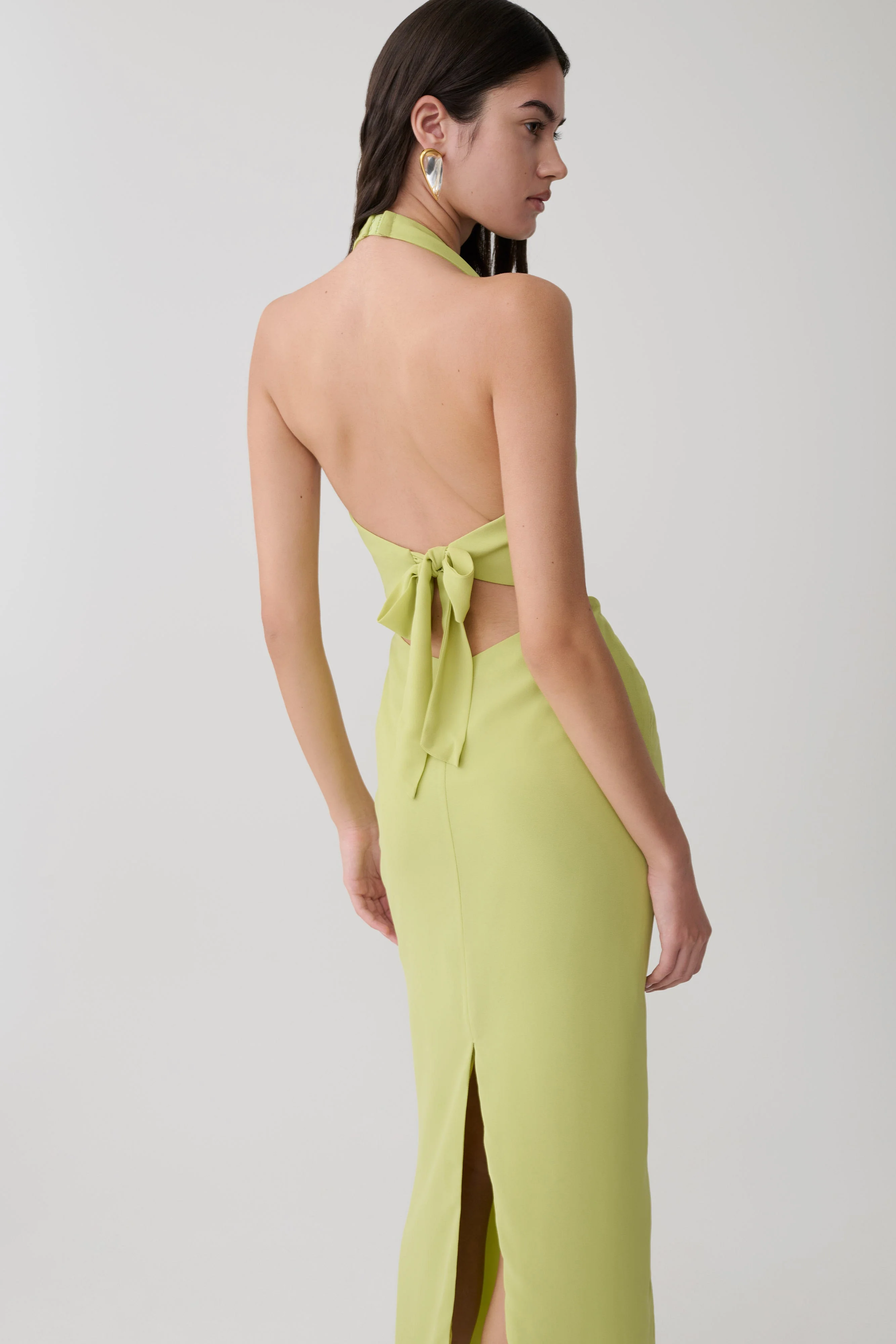 Valentina Chiffon Halter Maxi Dress - Pistachio - Image 3
