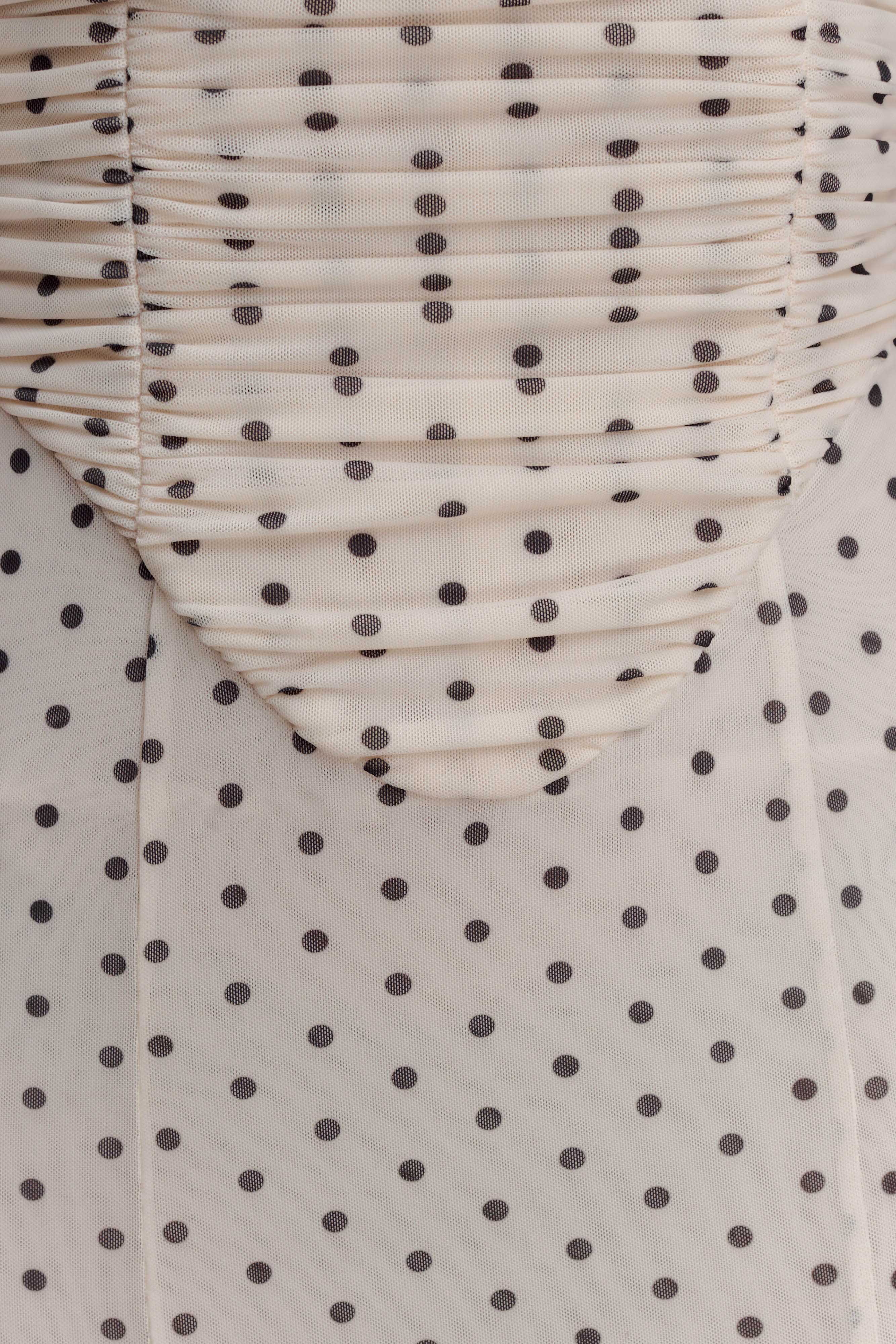Willa Gathered Mesh Midi Dress - Polka Dot - Image 6